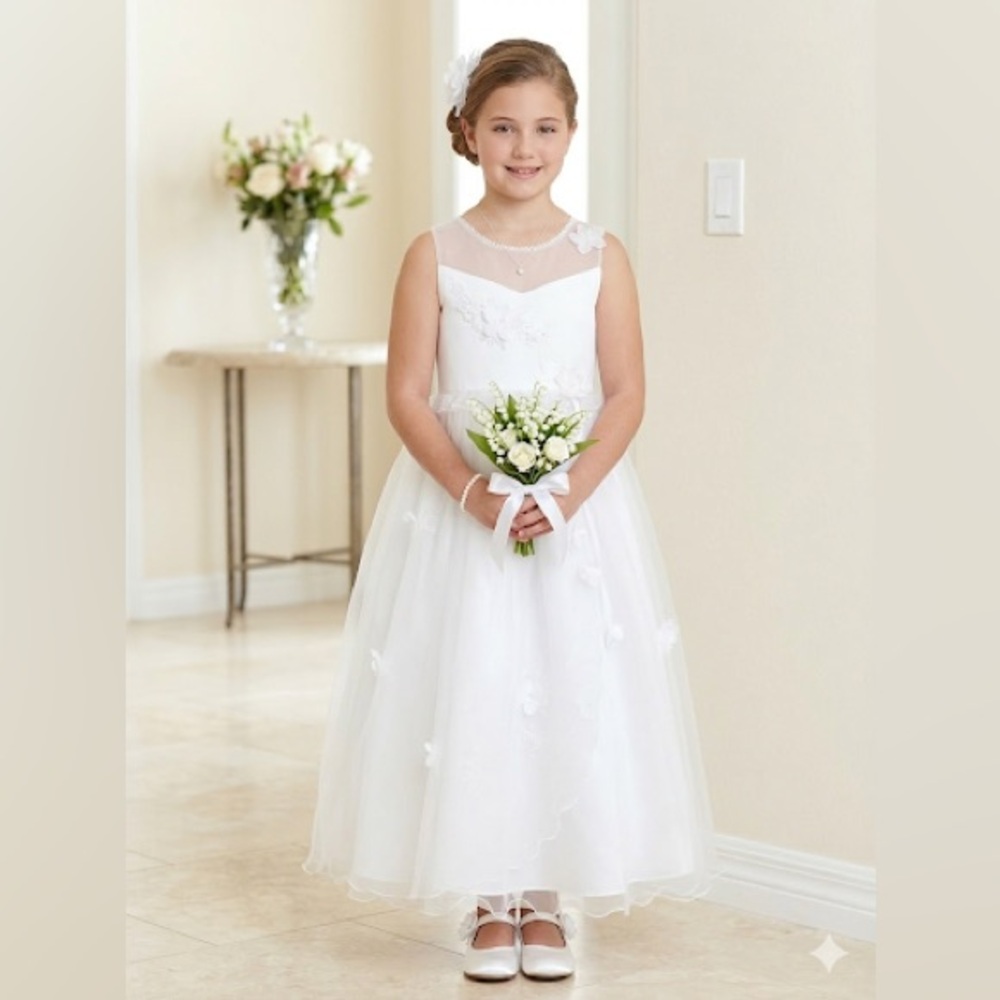 Darling Communion wedding flower girl 4 layer dress SZ 170 (14-16) White tulle
